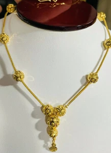 Real 22K 916 22C Saudi Fine Gold 17-18 Women’s Ball Necklace 1.6-6.5mm 14.53g - Picture 1 of 12