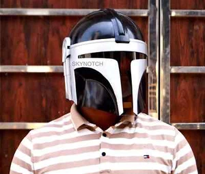 Casco Mandaloriano SCA LARP Casco Medieval Halloween Disfraz Teatro Hecho a Mano - Imagen 1 de 5