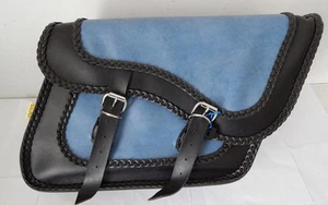 Willie & Max Large Braided Slant Saddlebags Bags Light Blue/Black New - Picture 1 of 1