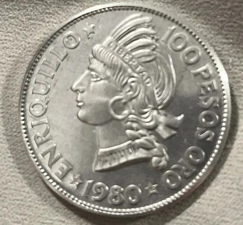 DOMINICAN REPUBLIC 1980 - 100 PESOS RARE ONLY 20 MINTED BEAUTIFUL PROOF COIN🔥 Cover