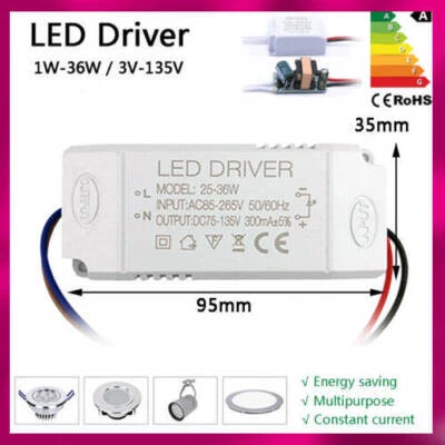 LED Driver 1W~36W 300mA  transformer power supply 220V to DC 12V Ceiling light - Image 1 of 4