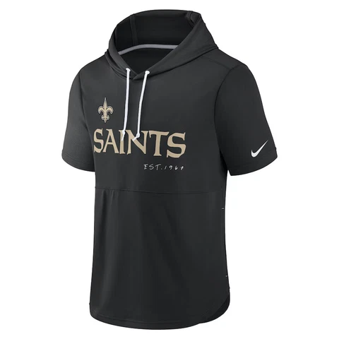 New Orleans Saints Nike Short Sleeve Pullover Hoodie Men's 2023 NFL NOLA Black Cover