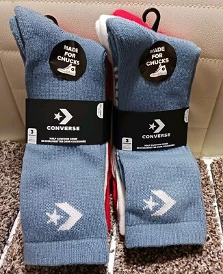 CONVERSE Half Cushion Classic Star Chevron Crew Socks 6 Pairs Men's Size 6-12  - Image 1 of 4