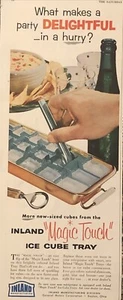 1955 Inland Magic Touch Ice Cube Tray - Makes Delightful Party VTG 50s PRINT AD - Picture 1 of 3