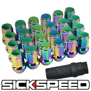 SICKSPEED 24 PC NEO CHROME STEEL LOCKING HEPTAGON SECURITY LUG NUTS 12X1.25 N13 - Picture 1 of 1