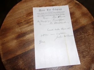 MAINE LINE TELEGRAPH BANGOR, MAINE DEZ 16TH, 1854 - Bild 1 von 3