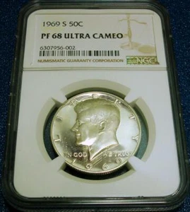 1969-S NGC PF68 ULTRA CAMEO 50C KENNEDY HALF-DOLLAR #956-002 - Picture 1 of 4