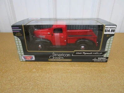 Camioneta pickup Plymouth 1941 Motor Max 1/24 American Classic rojo juguete fundido a presión Z Foto 1 de 4