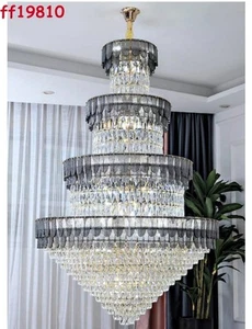 Villa Duplex Crystal Chandelier Living Room European Style Staircase Long Light - Picture 1 of 10