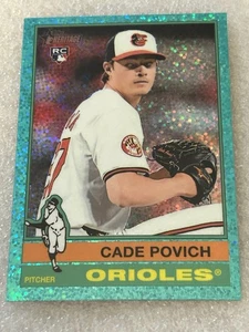 2025 Topps Heritage - Cade Povich #219 Chrome Aqua Sparkle Refractor (RC) - Picture 1 of 3