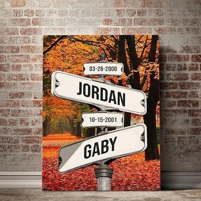 Personalized Family Names Date of Birth Vintage Street Sign for Family Wall Art - Image 1 of 4
