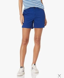 Short femme mi-hauteur slim 5" entrejambe bleu kaki Amazon Essentials taille 16 - Photo 1/8
