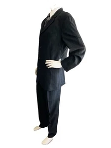 Hugo Boss Sakrates/Delta Suit Men 46R 34x32 Solid N Dot Pin Striped Herringbone - Picture 1 of 21