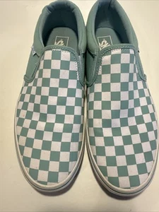 Vans Sneakers Men's 11 Classic Slip-On Checkerboard Light Green Skateboarding - Picture 1 of 13