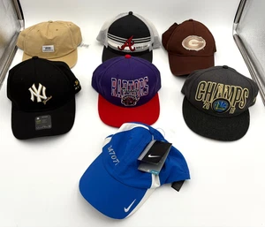 Bundle of 7 Hats - Toronto Raptors GS Warriors Yankees Braves Vans Nike Georgia  - Picture 1 of 24