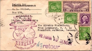 1936 Wytheville VA USA LZ 129 Hindenburg Zeppelin Mail Cover to Germany Returned - Picture 1 of 2