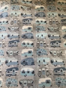 Fleece Tie Blanket For Taller Person Or Two Fun Camper Print Reversible 53”x98” - Picture 1 of 3