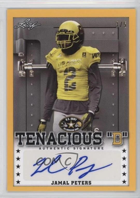 2015 Leaf US Army All-American Bowl Tenacious D Yellow /5 Jamal Peters Auto - Image 1 of 2