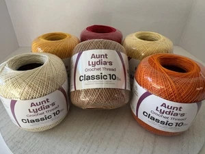 Tante Lydias klassische Baumwolle Häkelgarn Größe 10 ~ Menge 6 ~ Ernte/Herbst Paket - Bild 1 von 6