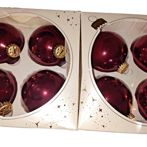 De colección Clásico Americano Krebs Vidrio Adornos de Navidad Rojo Borgoña Paquete de 2 4 piezas - Imagen 1 de 5