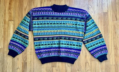 Spyder Red Multicolored Aztec Stripe Pattern Sweater Men's US Size XL 90s Biggie - Image 1 of 4