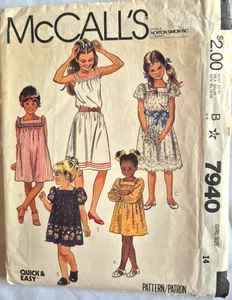 MCCALLS PATTERN 7940 DRESSES SIZE 14 UNCUT VINTAGE 1982 FF - Picture 1 of 2