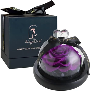 Rose Flower Birthday Gifts for Women Forever Preserved Real Rose in Glass Dome G - Picture 1 of 7