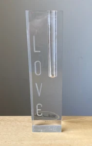 Vintage MILLICENT ZAHN 7.5" Love Themed Lucite Bud Vase or Pen Holder - VGUC - Picture 1 of 6