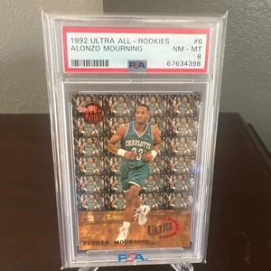 1992 ULTRA ALL-ROOKIES ALONZO MOURNING #6 HORNETS ROOKIE RC PSA 8 - Picture 1 of 3