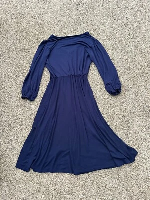 Loveappella Women's Navy Blue Sz XS Jersey Faux Wrap Cross Front 3/4 SleeveDress - Image 1 of 4