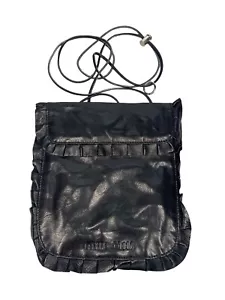 Bolso de hombro vintage de cuero negro MIU MIU de la década de 2000 - borde festoneado - azul oscuro - Imagen 1 de 5