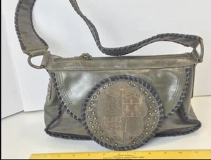 BCB Mädchen Leder Handtasche Armeegrün Lila Futter - EUC BOHO HOBO WESTERN - Bild 1 von 9