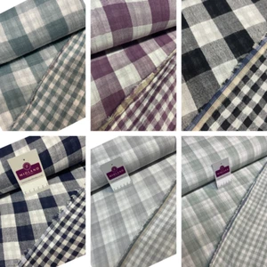 Double sided gingham Woven Double gauze cotton Fabric ideal for shirts, M1838 - Picture 1 of 32