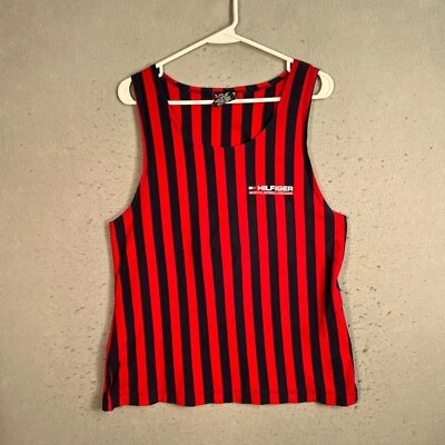 Camiseta sin mangas Tommy Hilfiger Athletic Gear roja y azul marino a rayas XL para mujer Foto 1 de 4