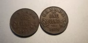 Canada Rare 2 Varities 1929 Small Cent High 9 And Low 9. - Picture 1 of 2