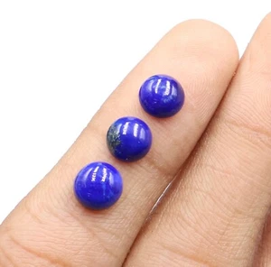 Natural Lapis Lazuli Lot 3.55 Ct 6.5x6.5 mm Round Shape Cabochon Lapis Gemstone - Picture 1 of 4