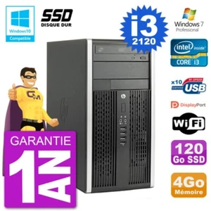PC HP 6300 MT Intel Core I3-2120 RAM 4Go SSD 120Go Graveur DVD Wifi W7 - Photo 1/1