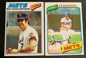 Ed Kranepool 1977 Topps #201 e 1980 # 641 - Mets - Foto 1 di 2