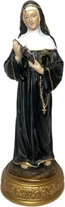 Estatua religiosa de Santa Rita, figura virgen católica de 12 pulgadas, decoración negra y dorada - Imagen 1 de 3