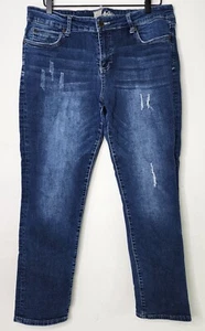 Kut From The Kloth Jeans Womens 14 Blue Denim Straight Distressed 34x30 - Picture 1 of 23