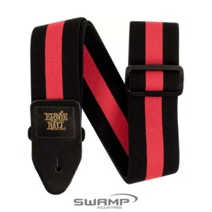 Correa de guitarra Ernie Ball 5329 Stretch Comfort Racer roja extremos de cuero logotipo EB - Imagen 1 de 1