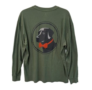 Southern Proper Size Large Long Sleeve Pocket Dog Black Lab Red Bow Tie T-Shirt - Picture 1 of 6