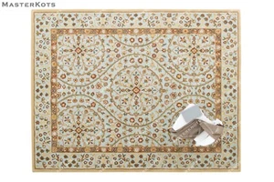 Laslie Blue Oriental Oushak Floral Hand-Tufted 100% Wool Soft Area Rug Carpet - Picture 1 of 10