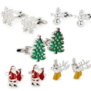 Men's Crystal Rhinestone Decor Cufflinks Cuff Links Holidays - Picture 1 of 13