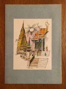 MENÚ TWA Bangkok Tailandia David Klein Art Airline Viajes c1950 De Colección 7 x 5 - Imagen 1 de 1