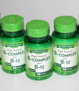 LOT (3) NATURE'S TRUTH B-COMPLEX PLUS B-12 VITAMINS 90 TABLETS EXP 3/2027 - Picture 1 of 1