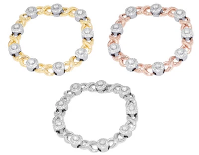 Solitaires 33 Pointer 6 1/5 CT Real Diamond Cluster Infinity Link Bracelet Go... - Image 1 of 4