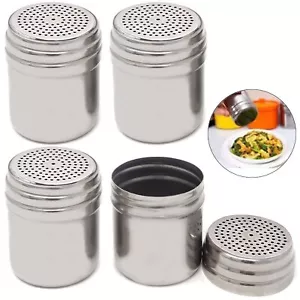4 Large Salt Pepper Shakers Stainless Steel Spice Seasoning Container Metal 10oz - Picture 1 of 1