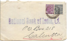 1934 commercial cover to National Bank of India, Calcutta. Posted - Aden Camp.