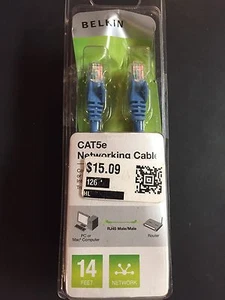 NEW Belkin 14ft Cat5e Utp Blue Rj45 M/mpatch Cable A3L781-14-BLU - Picture 1 of 1
